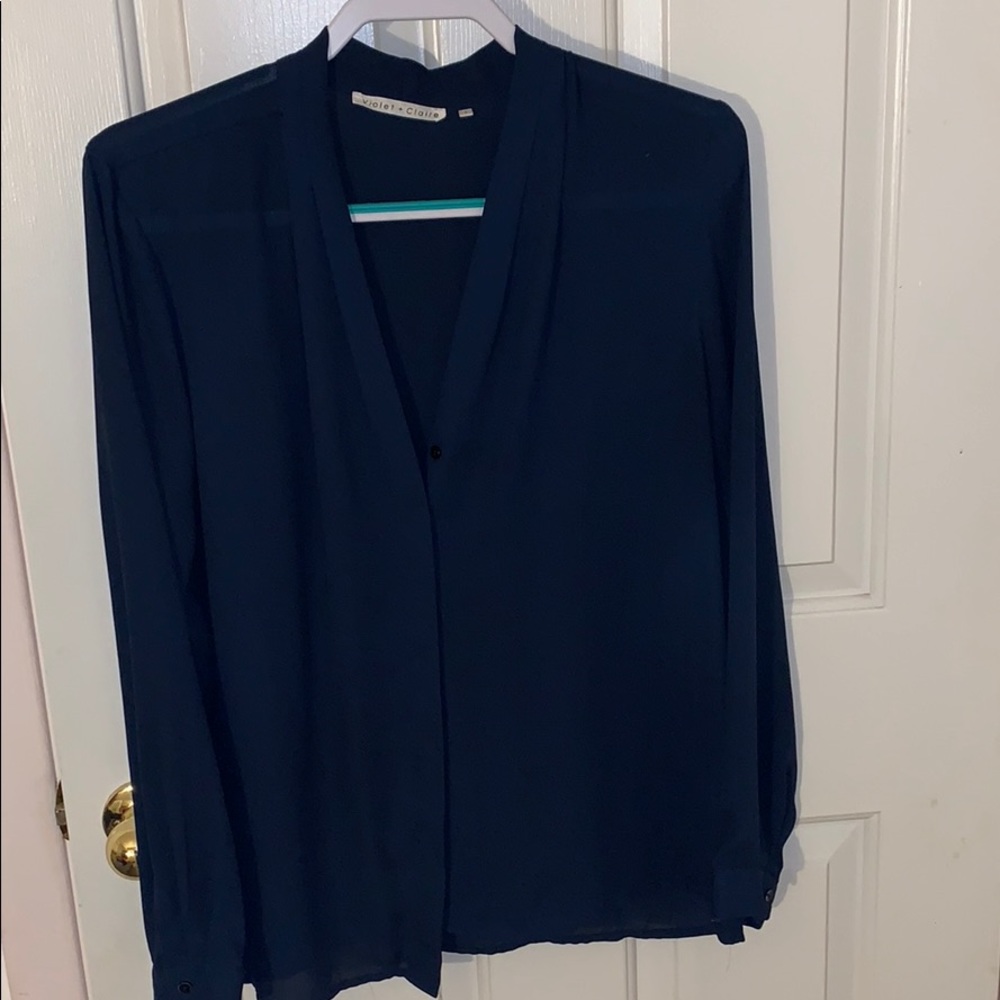 Navy blue button up top